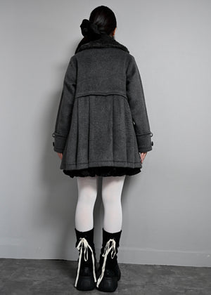 grace fur collar wool long coat