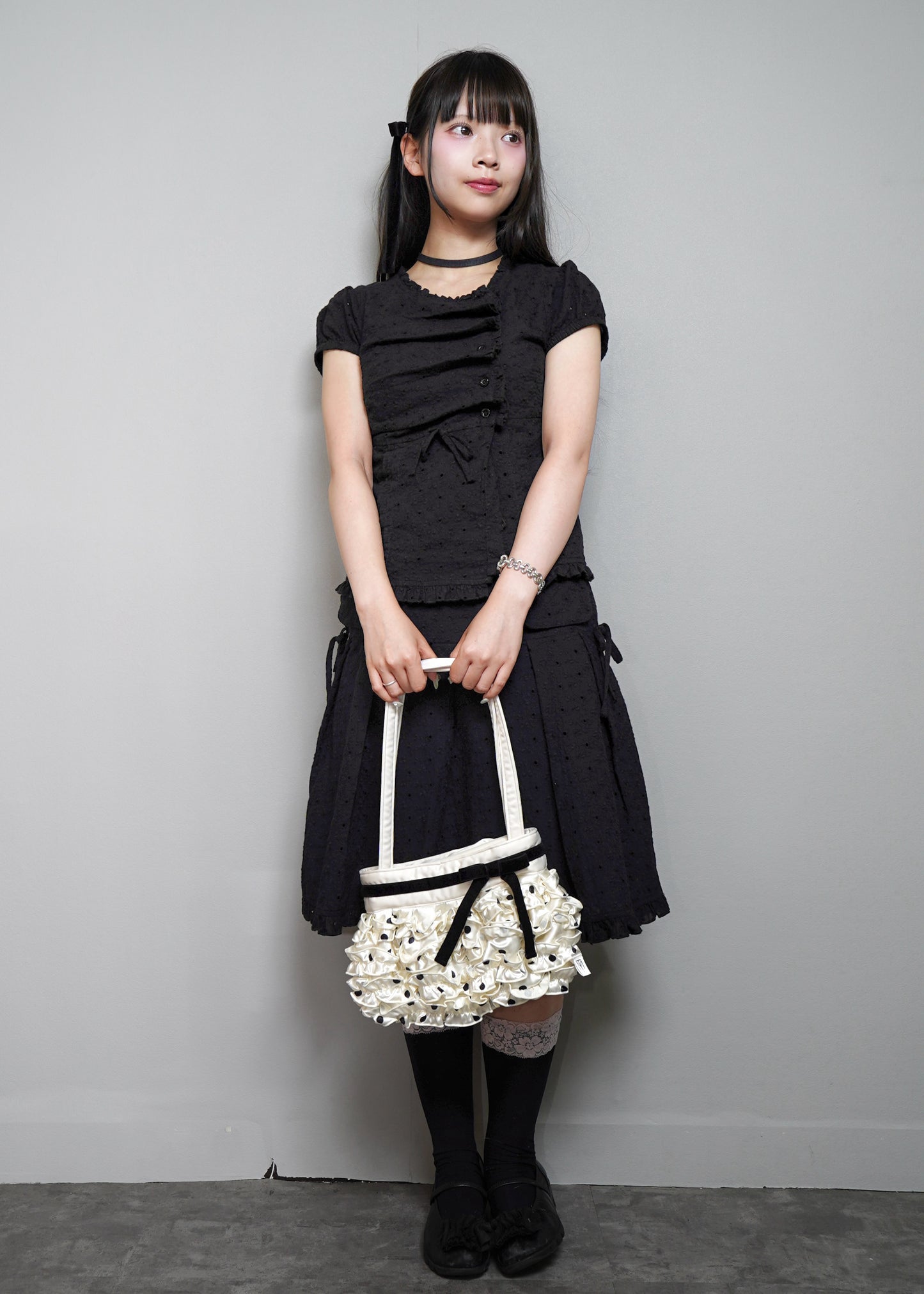 ribbon ruffle satin bag