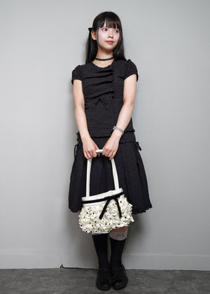ribbon ruffle satin bag