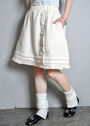 button frill tweed skirt