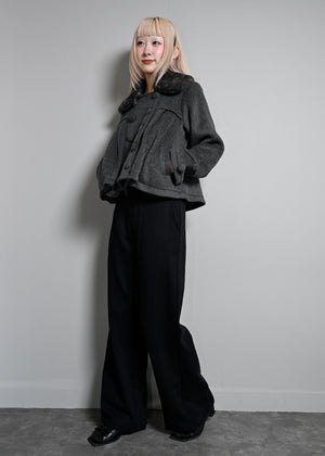 grace fur collar wool coat