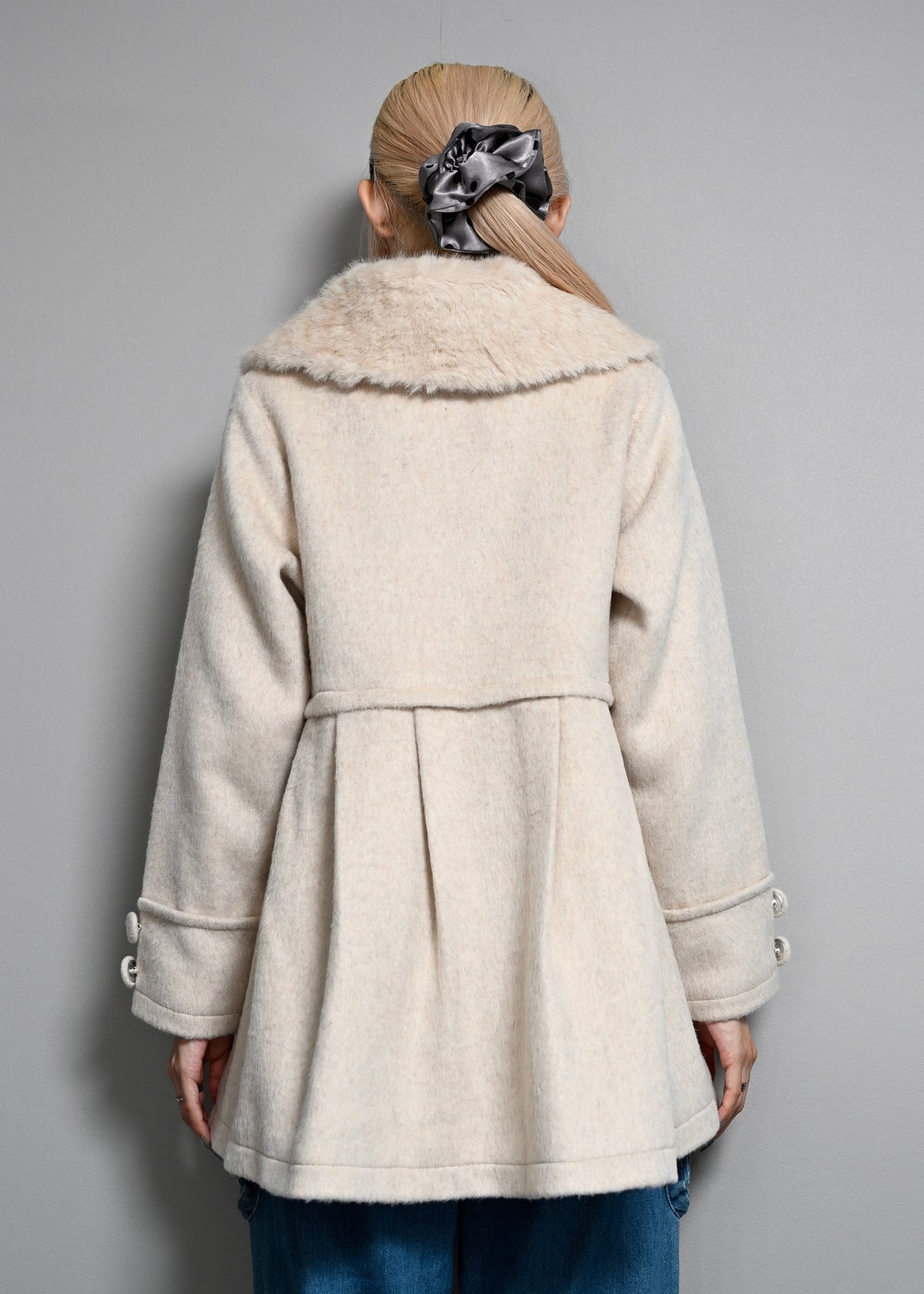 grace fur collar wool long coat