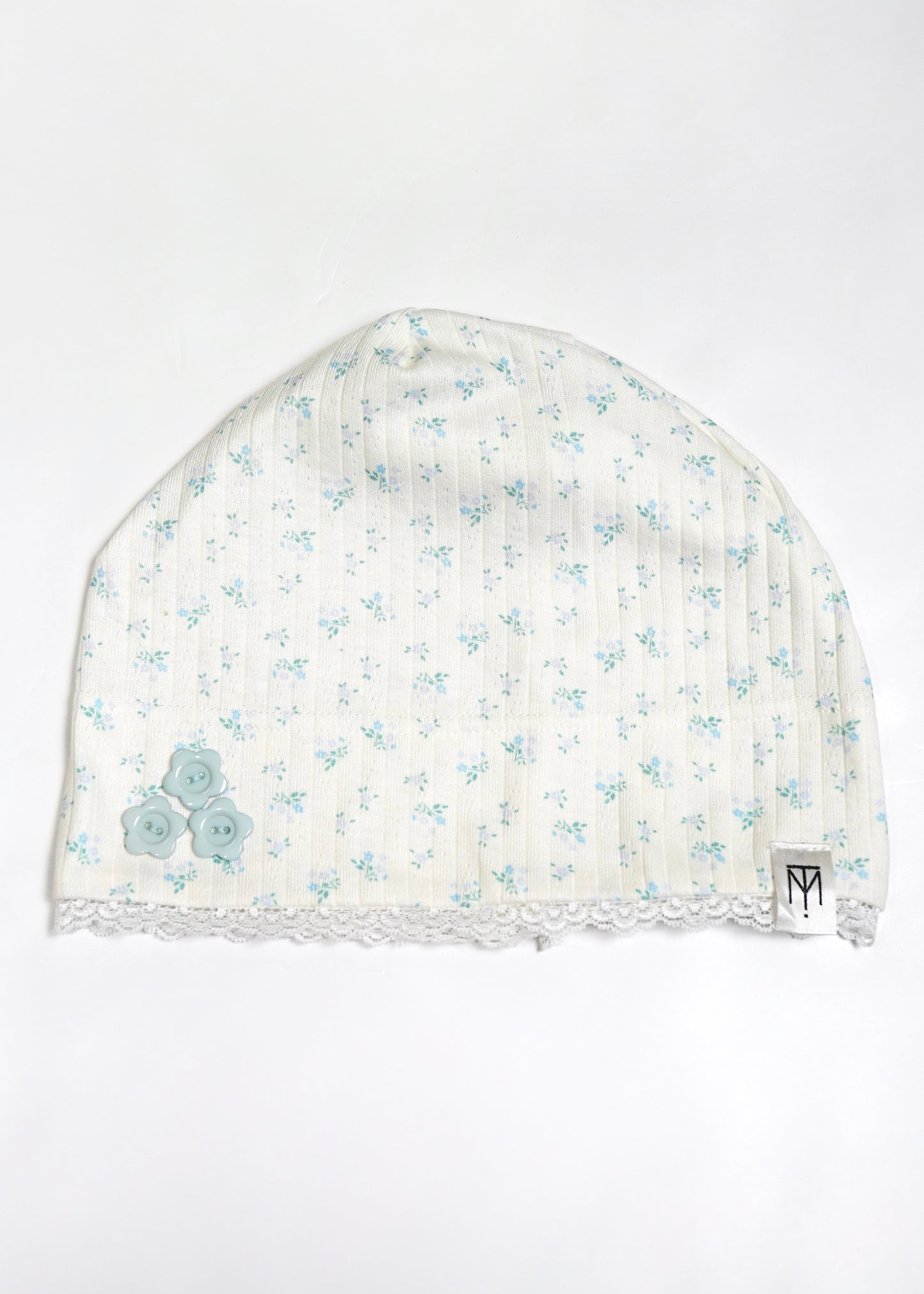 flower button lace beanie