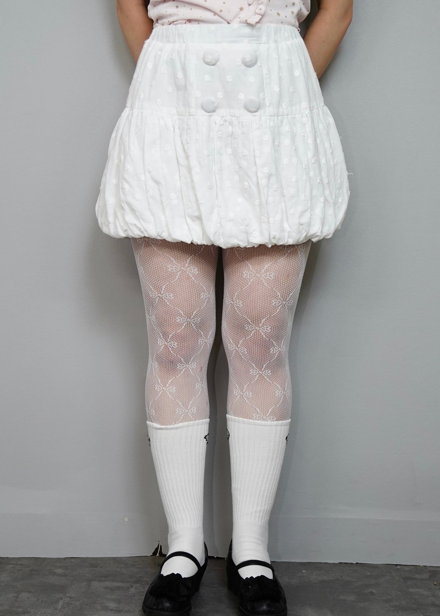 cotton dot stitch balloon skirt