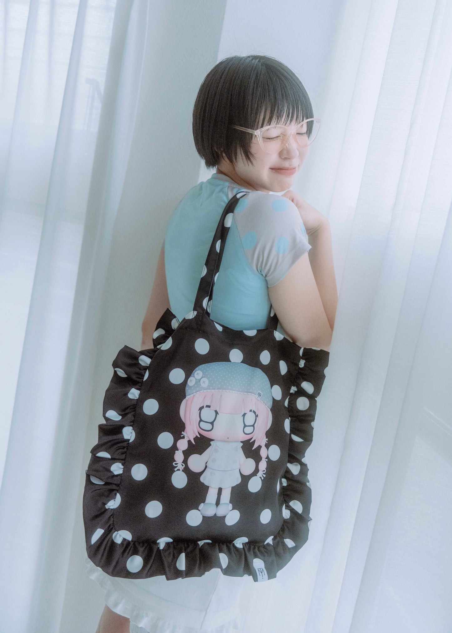 【HUHUEE】gallery girl satin frill bag