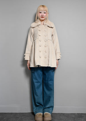 grace fur collar wool long coat