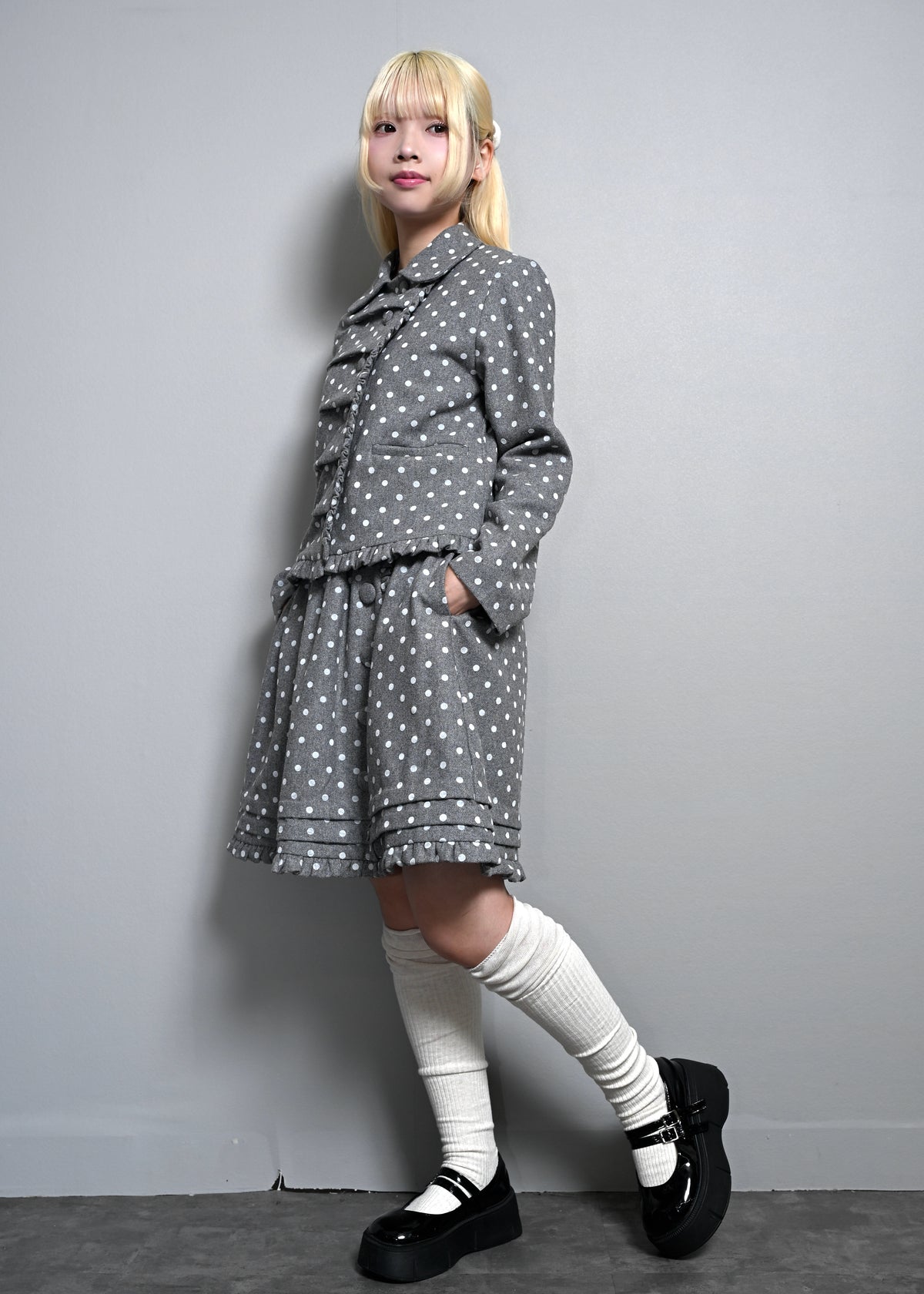 button up wool dot jacket