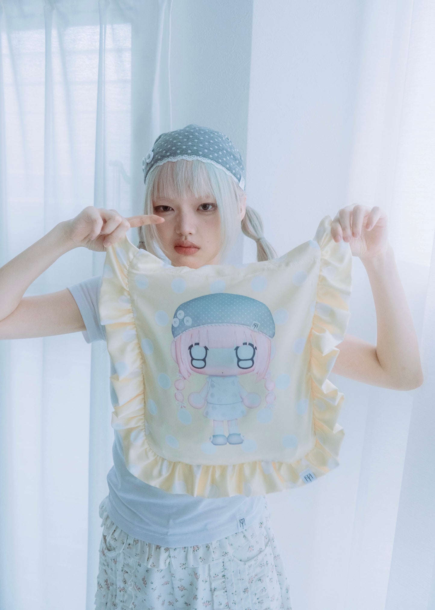 【HUHUEE】gallery girl satin frill bag