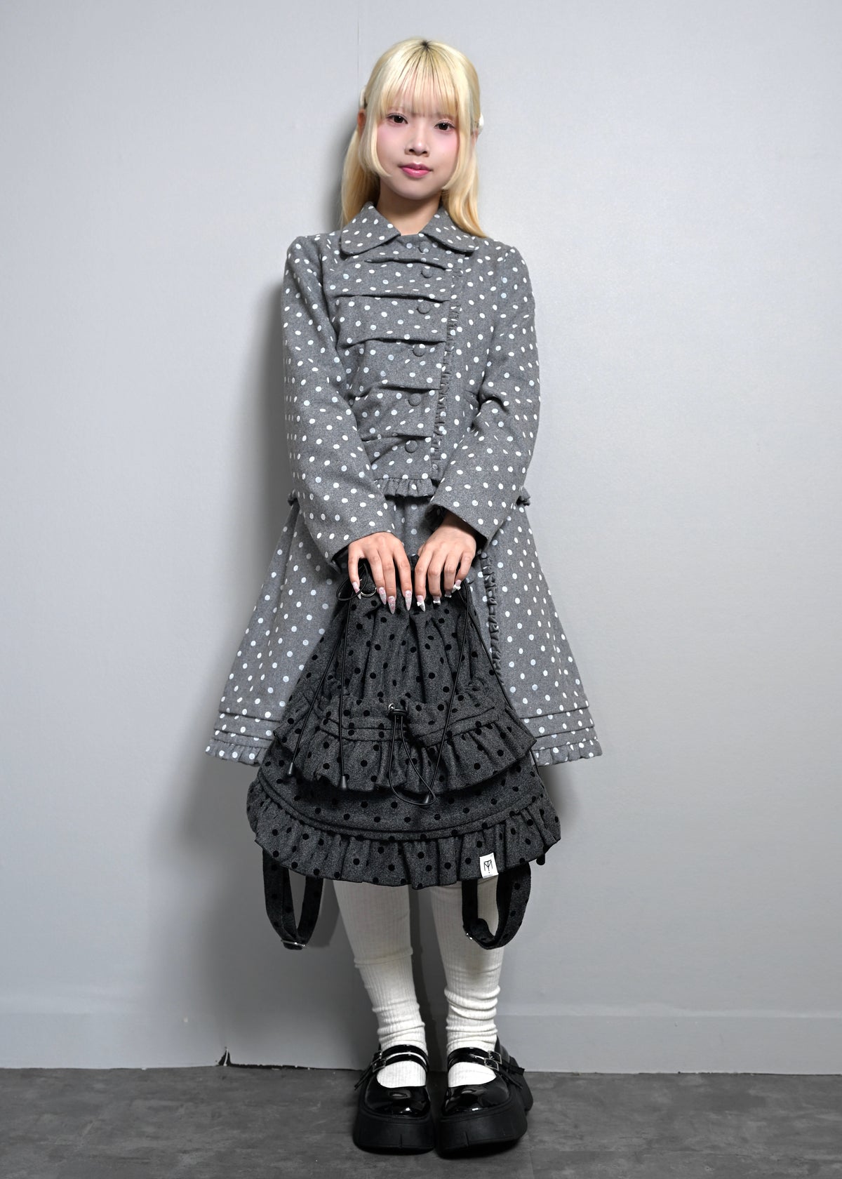 velvet dot woolly frill knapsack