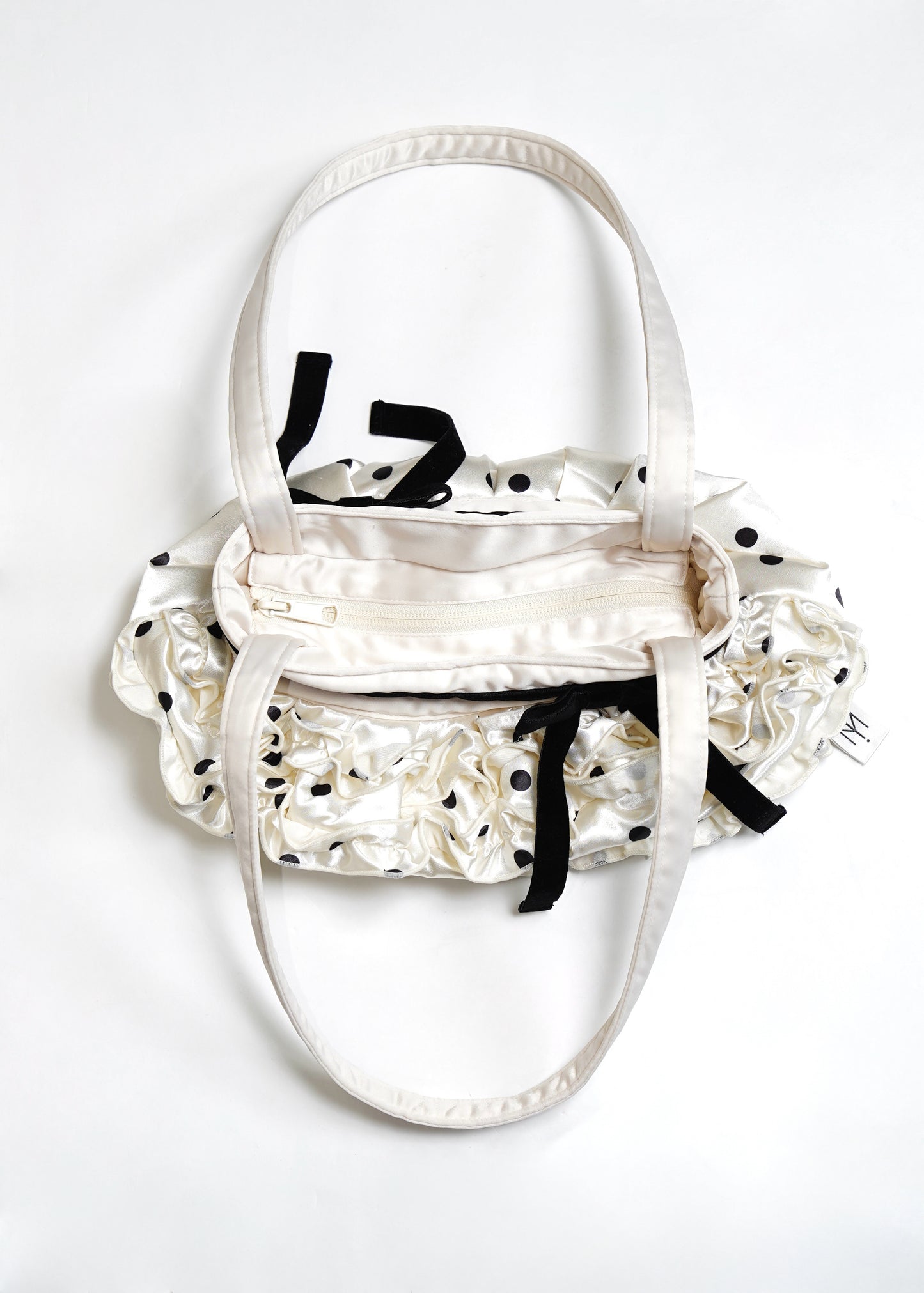ribbon ruffle satin bag