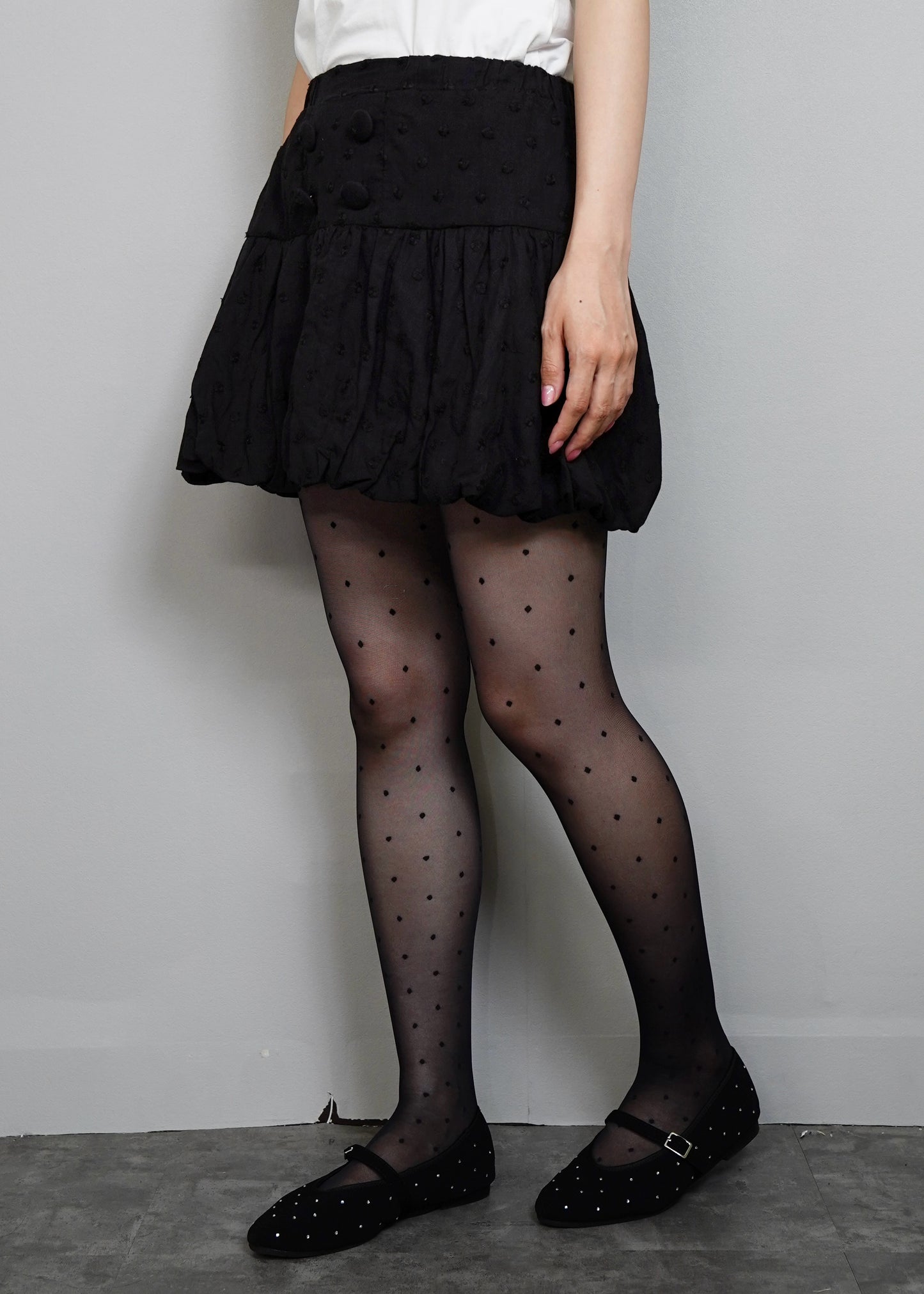 cotton dot stitch balloon skirt
