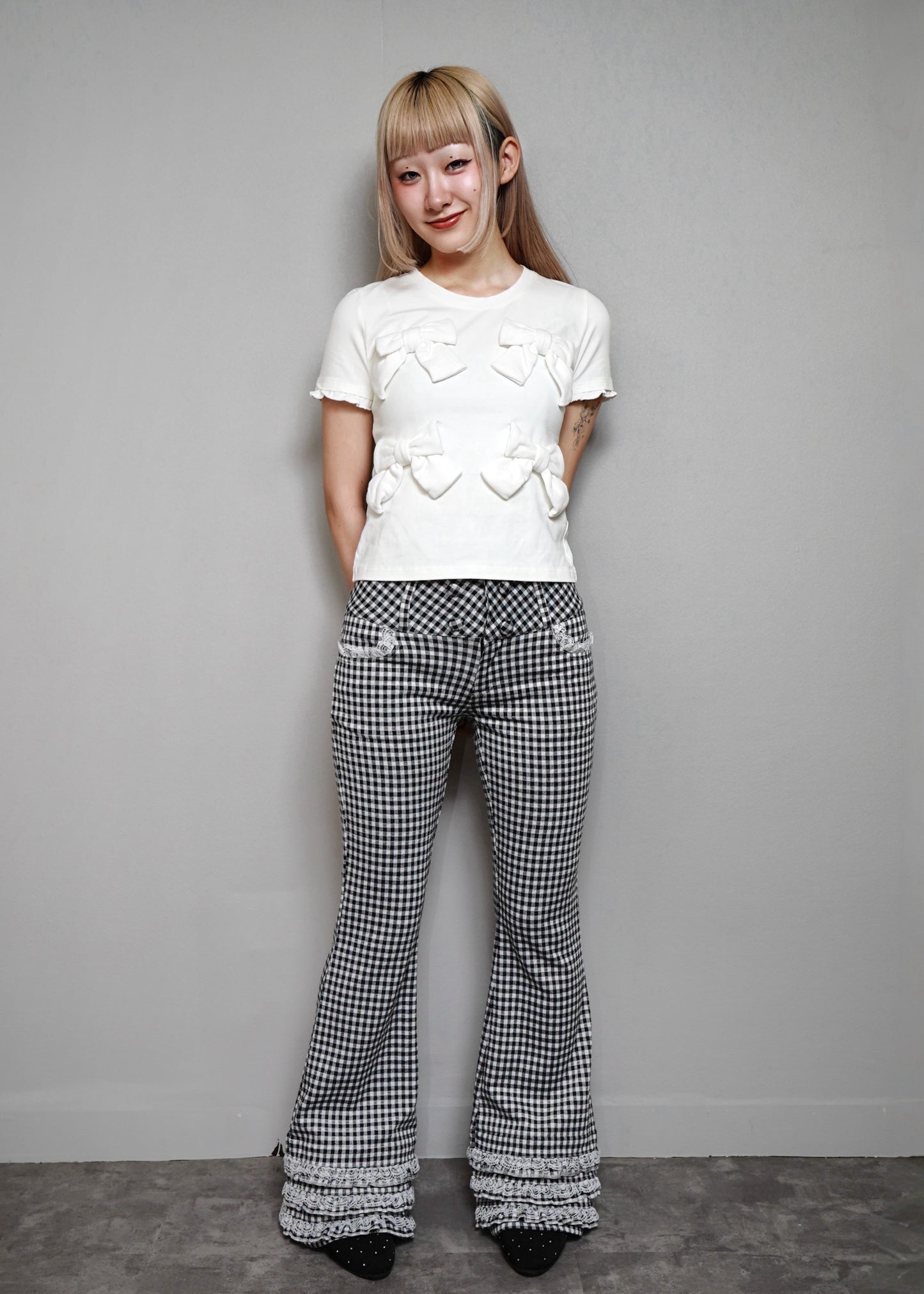 vintage lace gingham pants