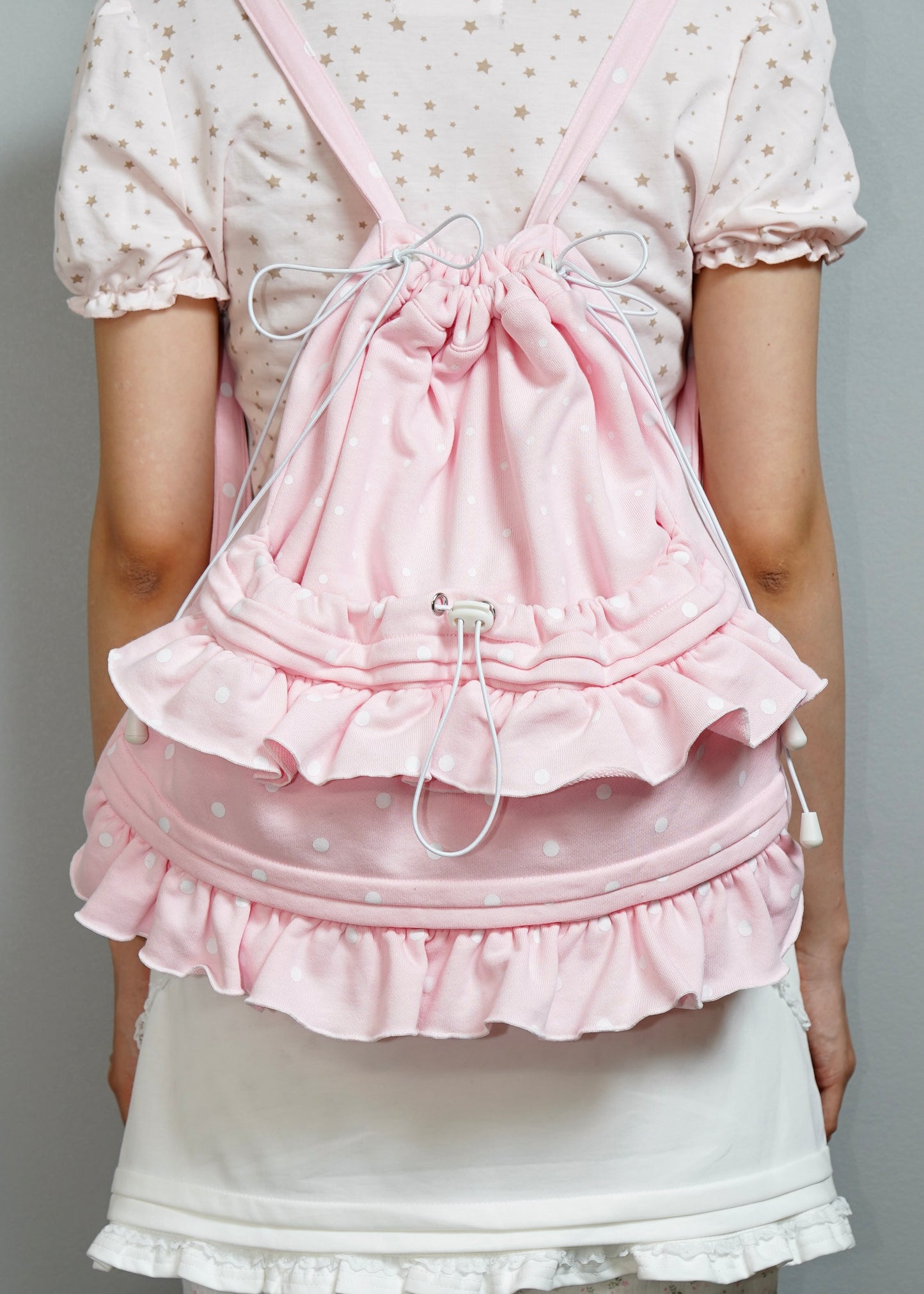 dot frill knapsack-pink&blue