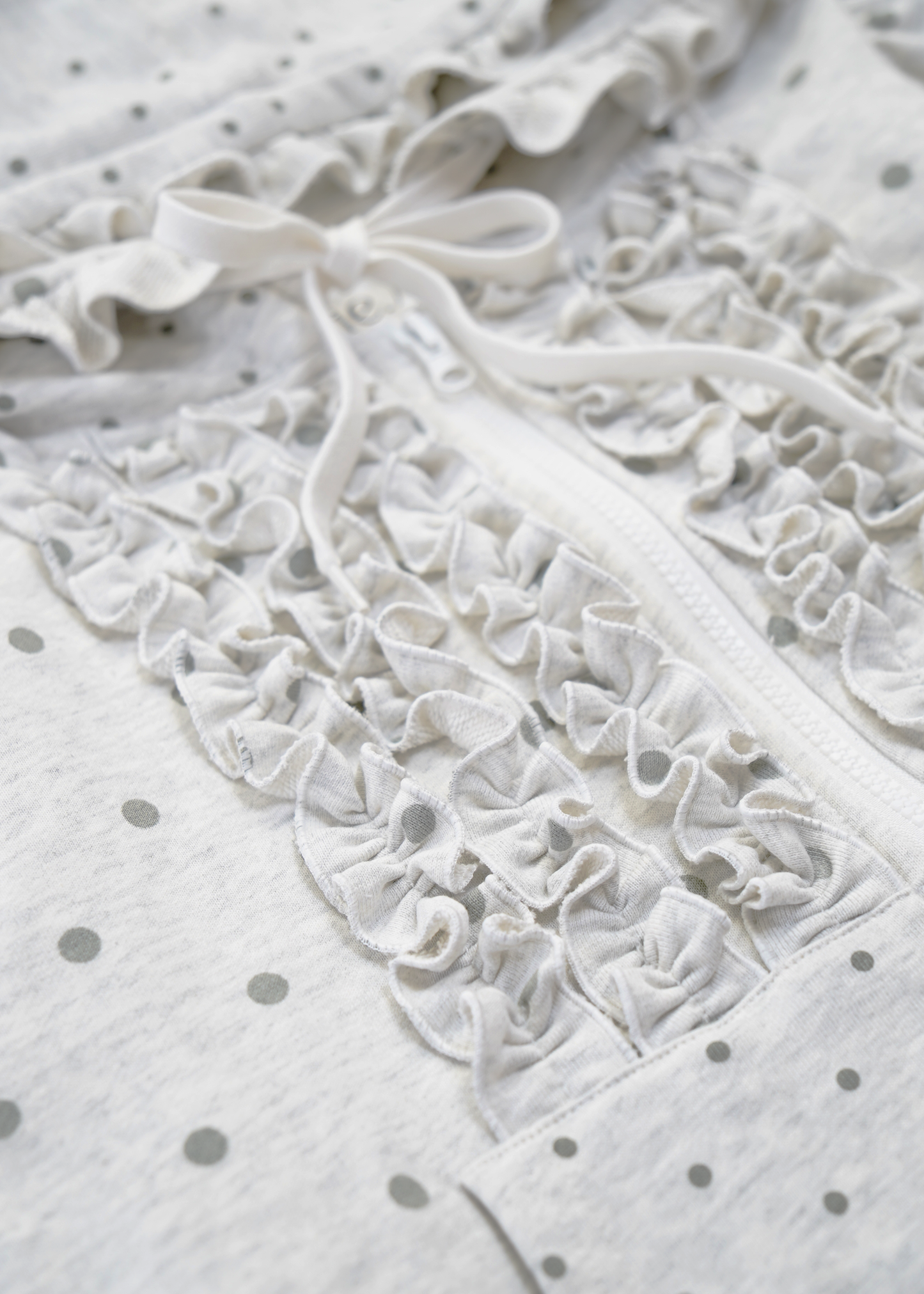 dot frill cotton zip hoodie