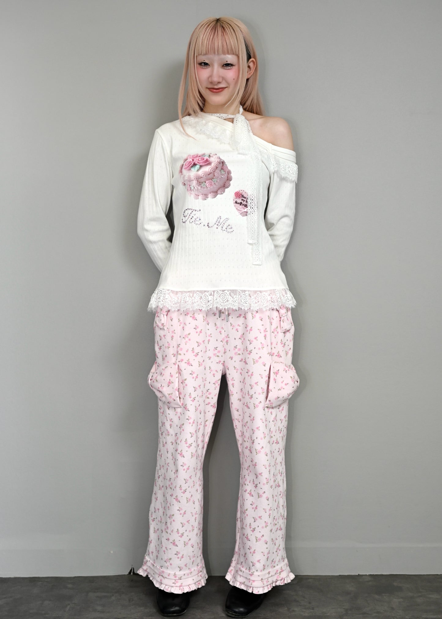 flower waffle ribbonful lounge pants