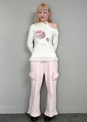 flower waffle ribbonful lounge pants