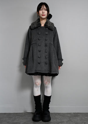 grace fur collar wool long coat