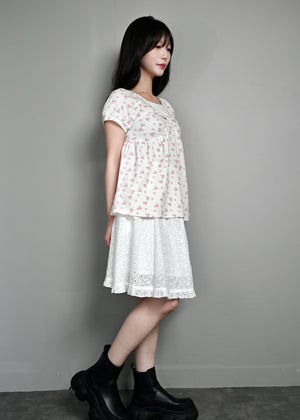 【8月初旬発送】flower waffle ribbon tunic