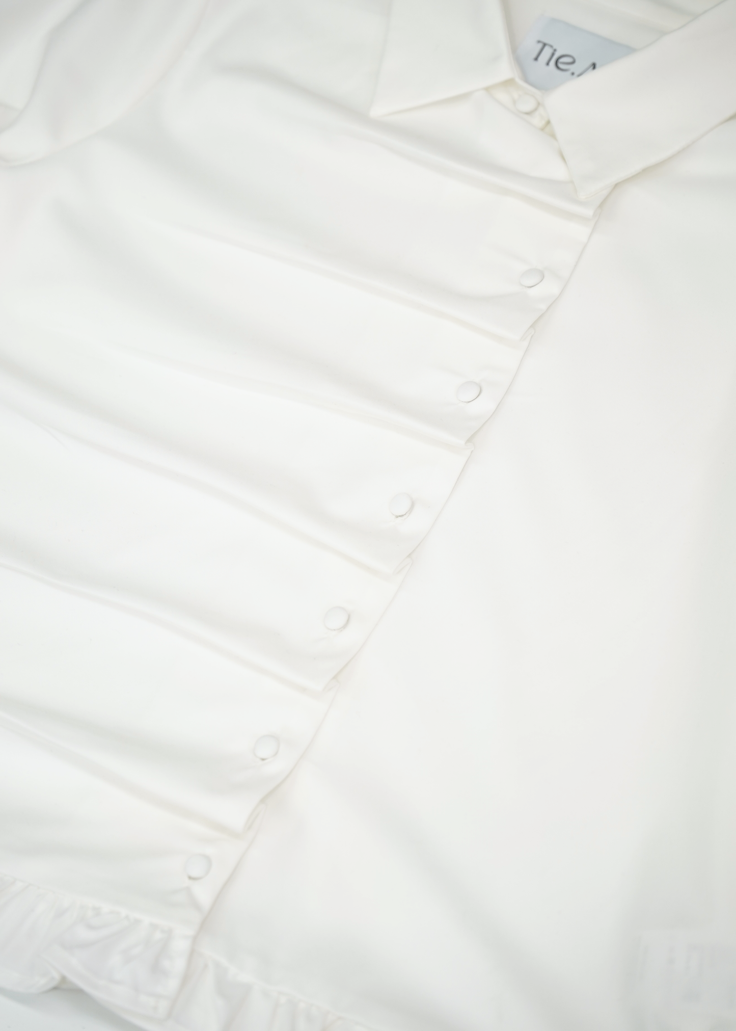 button up frill blouse-WHITE