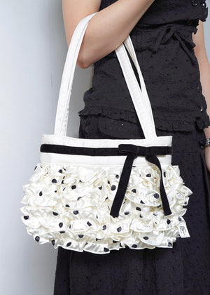 ribbon ruffle satin bag