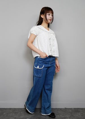 cotton dot stitch sailor blouse