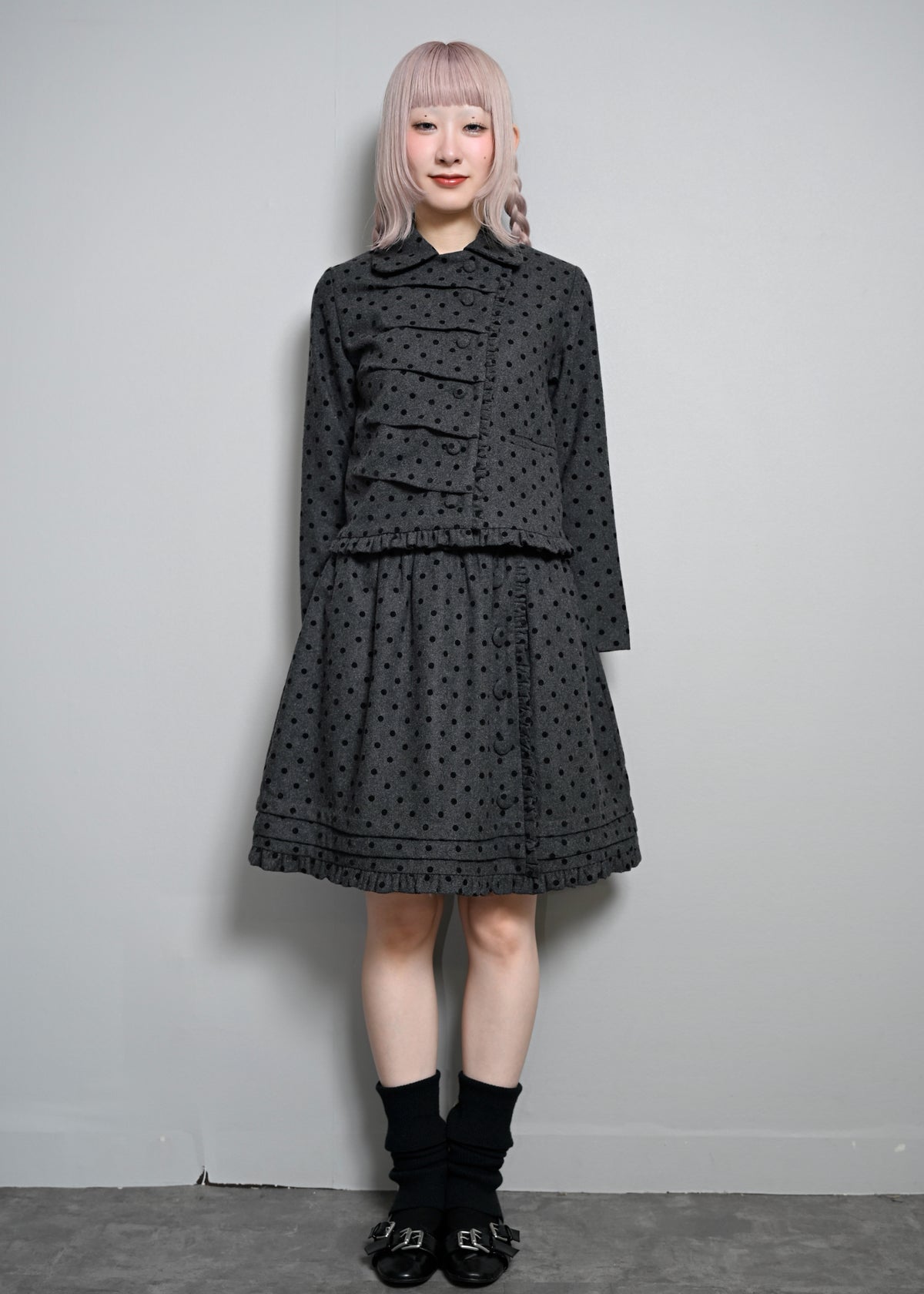 button up wool dot jacket