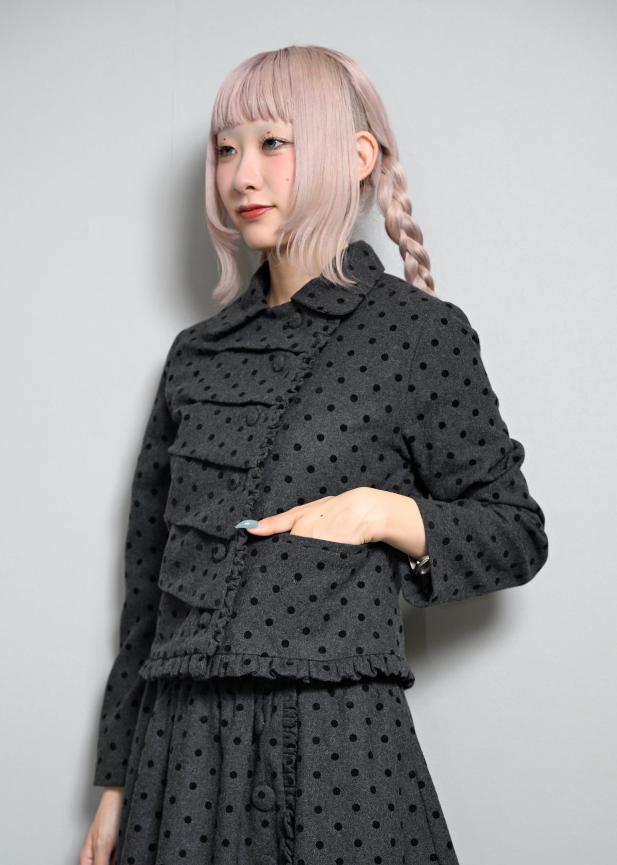 button up wool dot jacket
