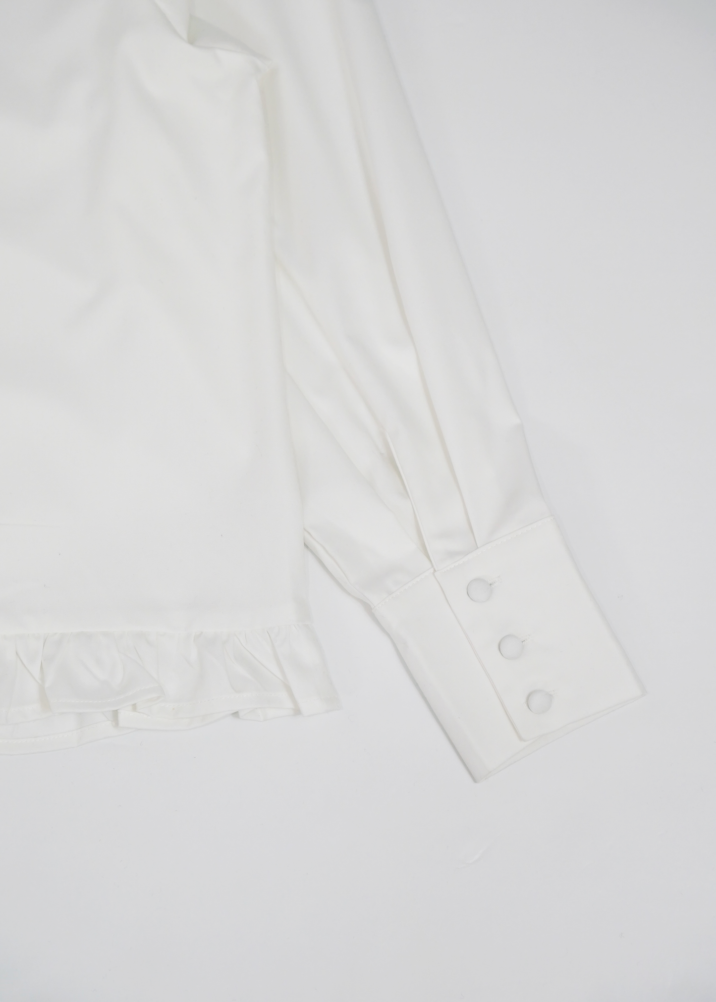 button up frill blouse-WHITE