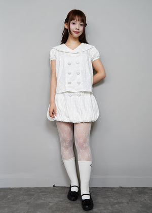 cotton dot stitch sailor blouse