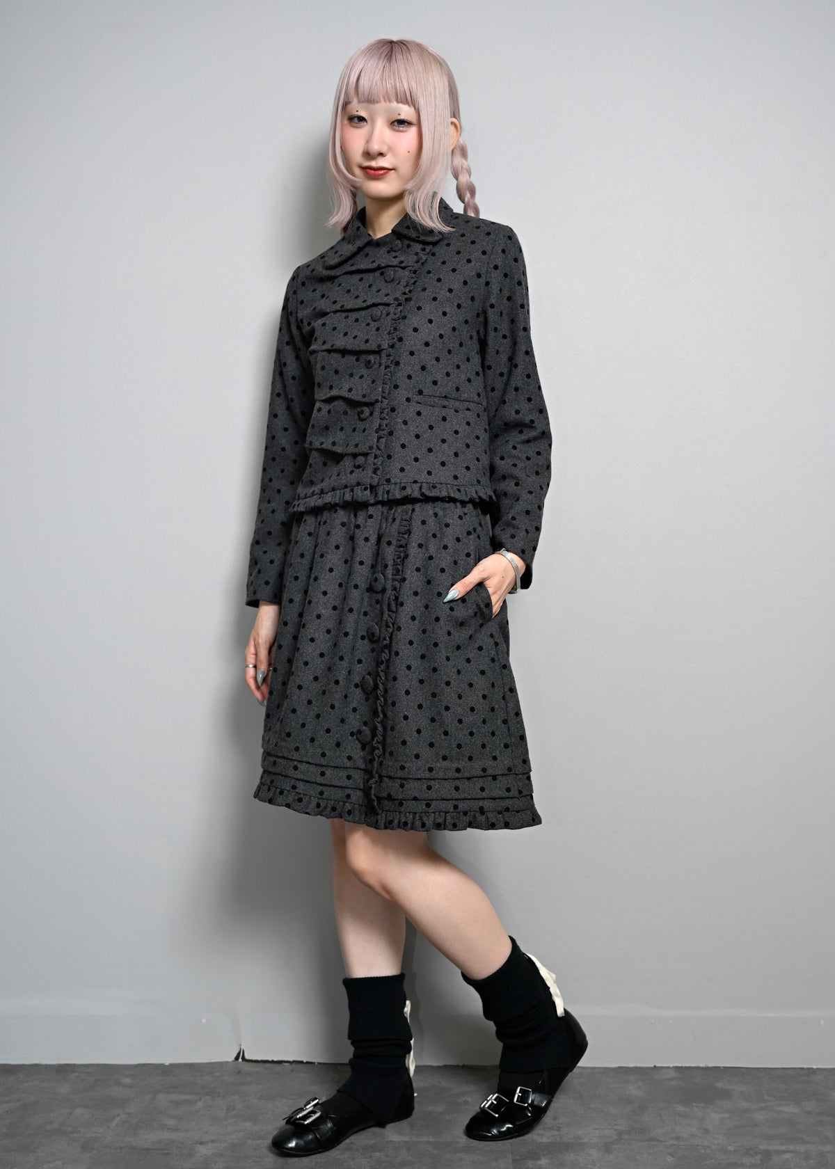 button up wool dot jacket