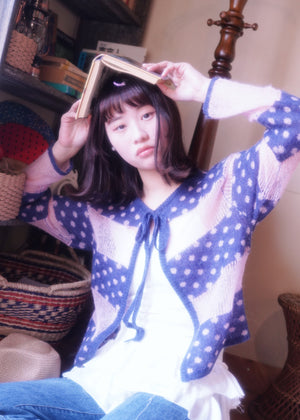 color dot knit cardigan