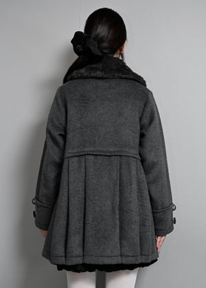 grace fur collar wool long coat