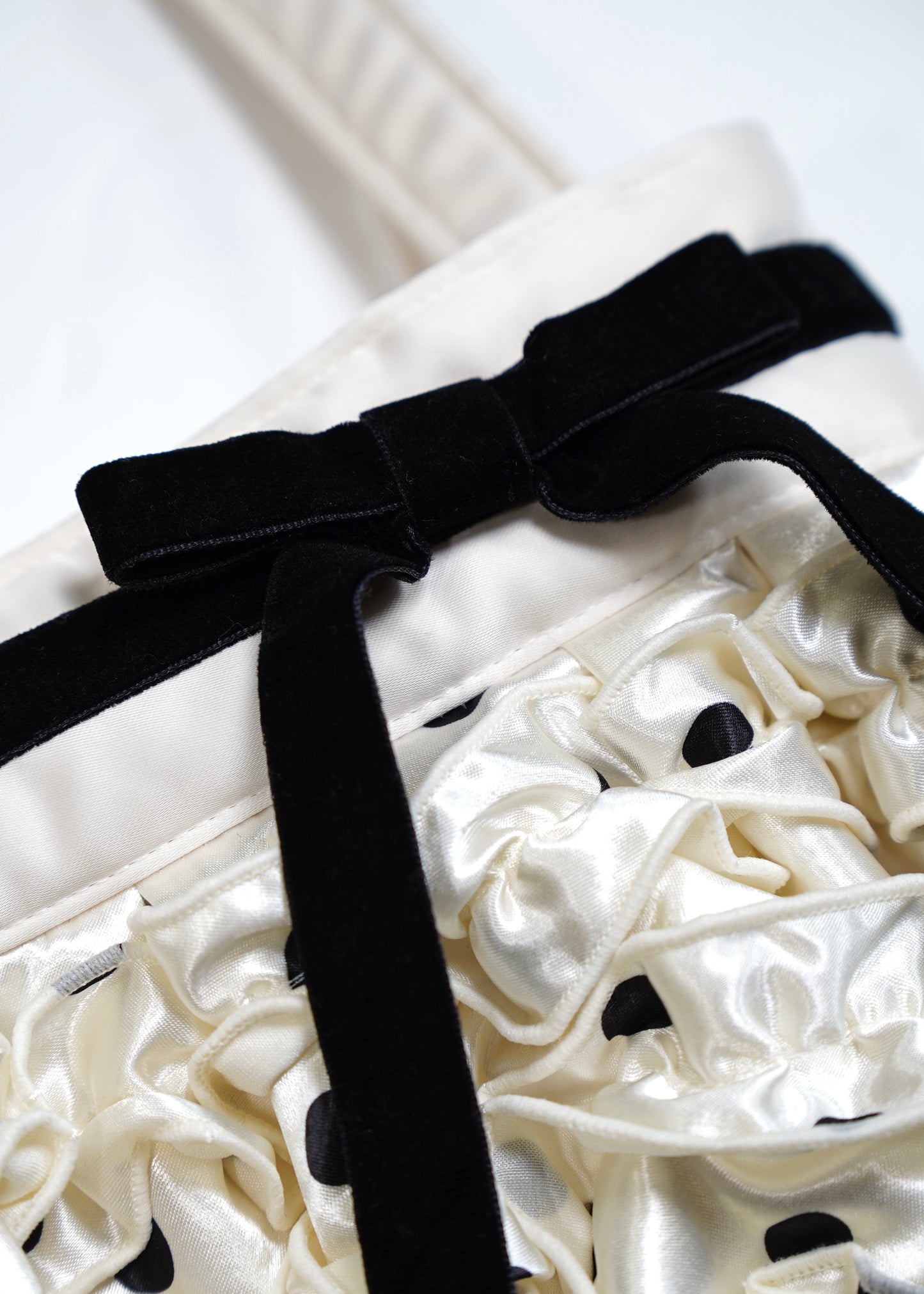ribbon ruffle satin bag