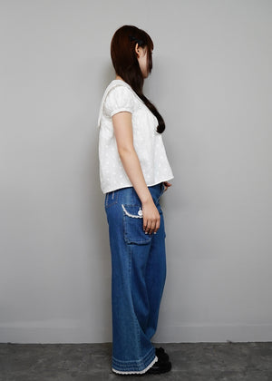 cotton dot stitch sailor blouse