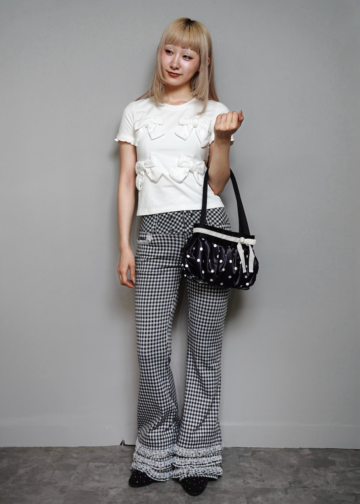 ribbon ruffle satin bag