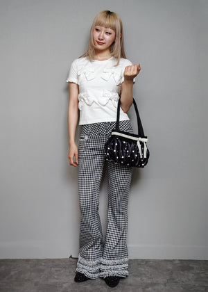 ribbon ruffle satin bag