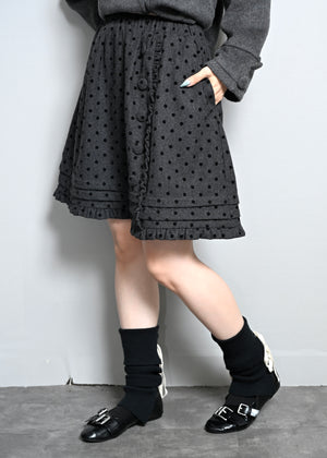 button frill wool dot skirt