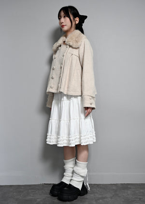 grace fur collar wool coat