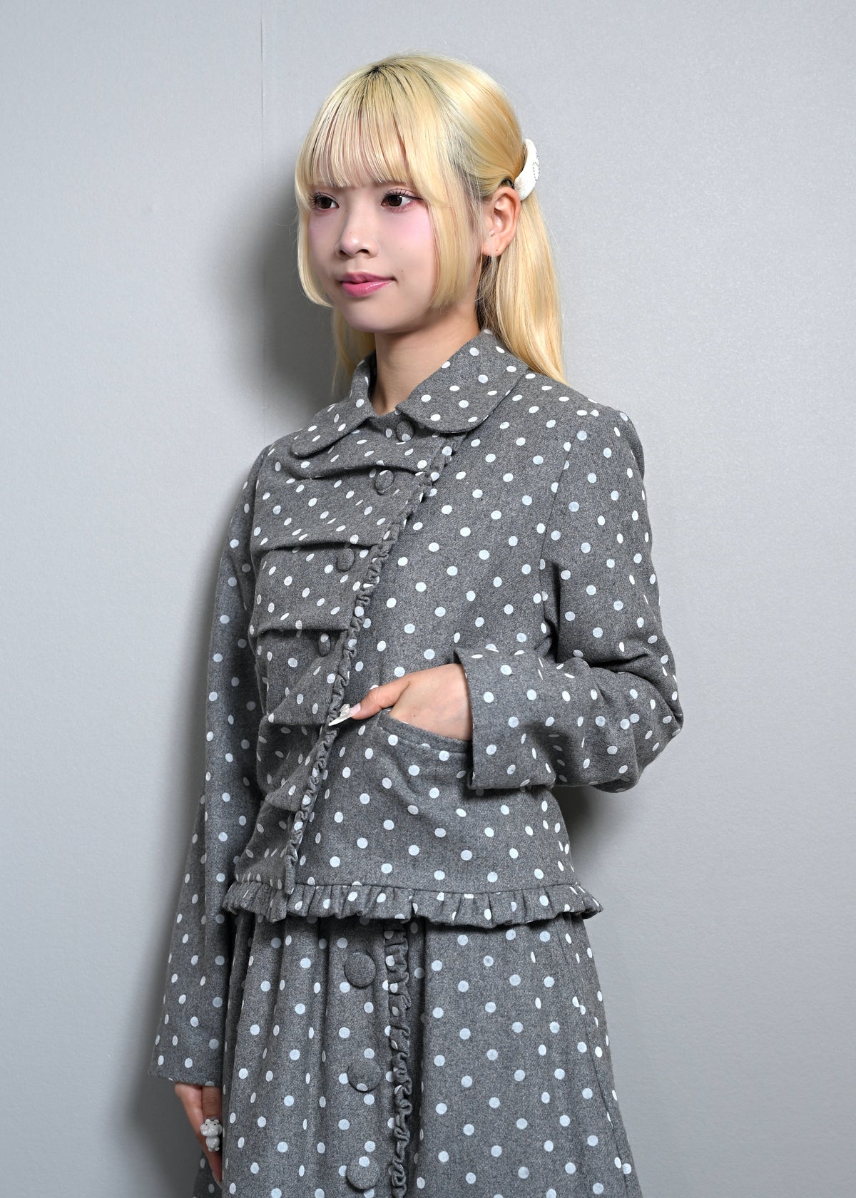 button up wool dot jacket