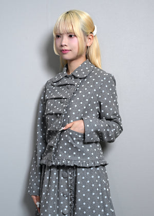 button up wool dot jacket