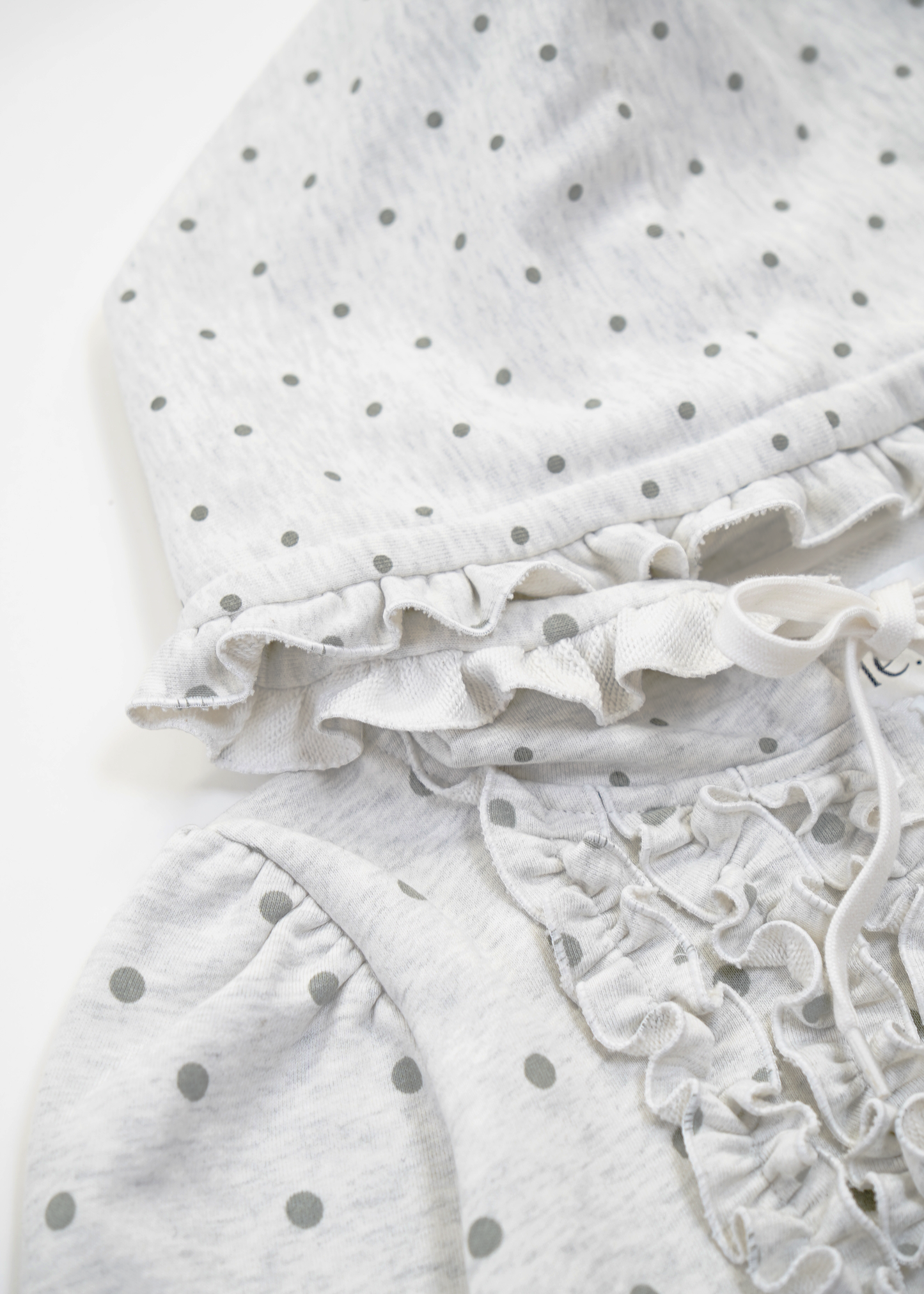 dot frill cotton zip hoodie