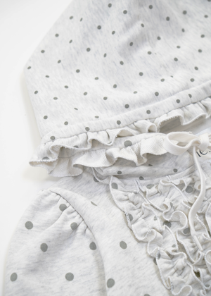 dot frill cotton zip hoodie