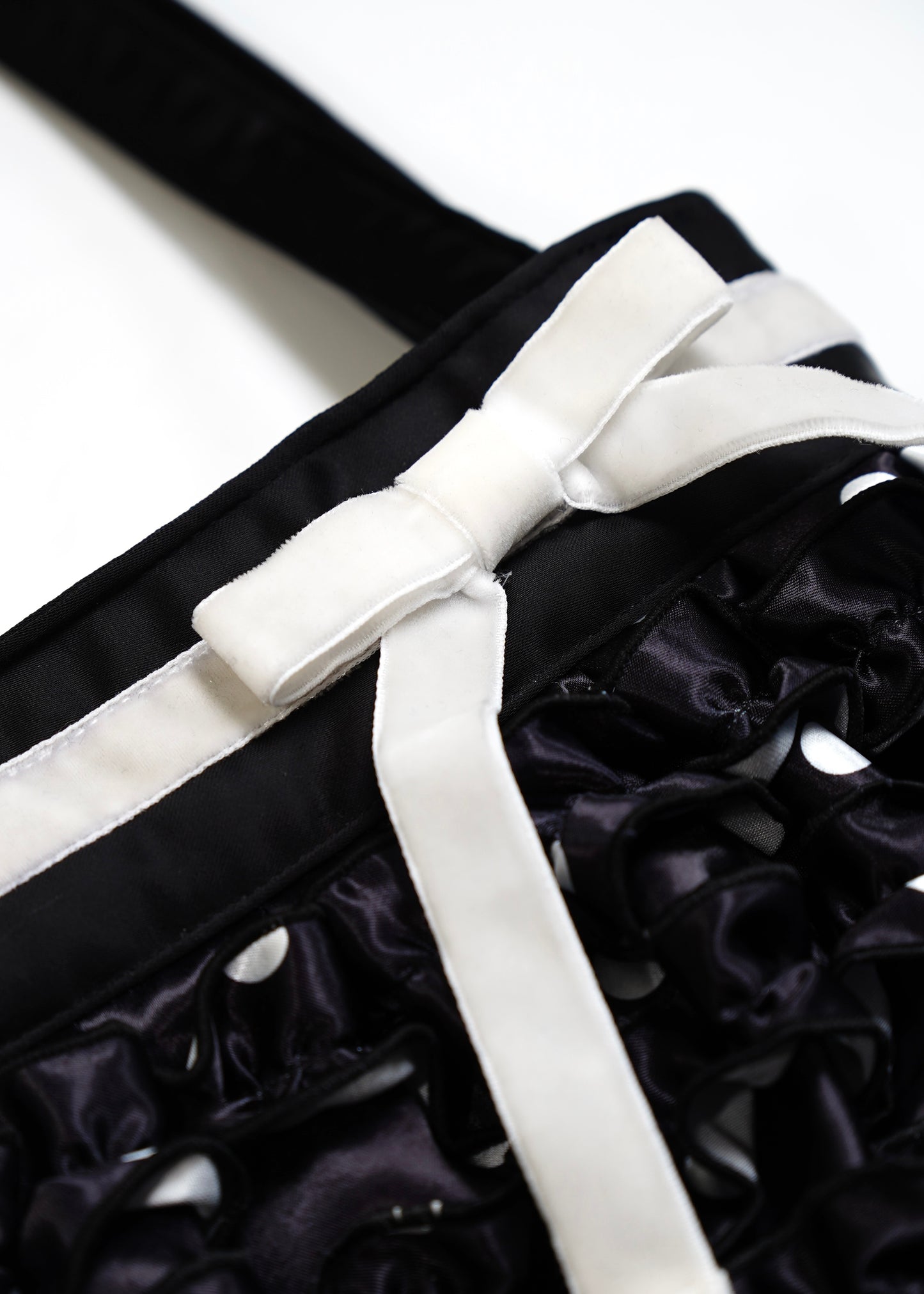 ribbon ruffle satin bag