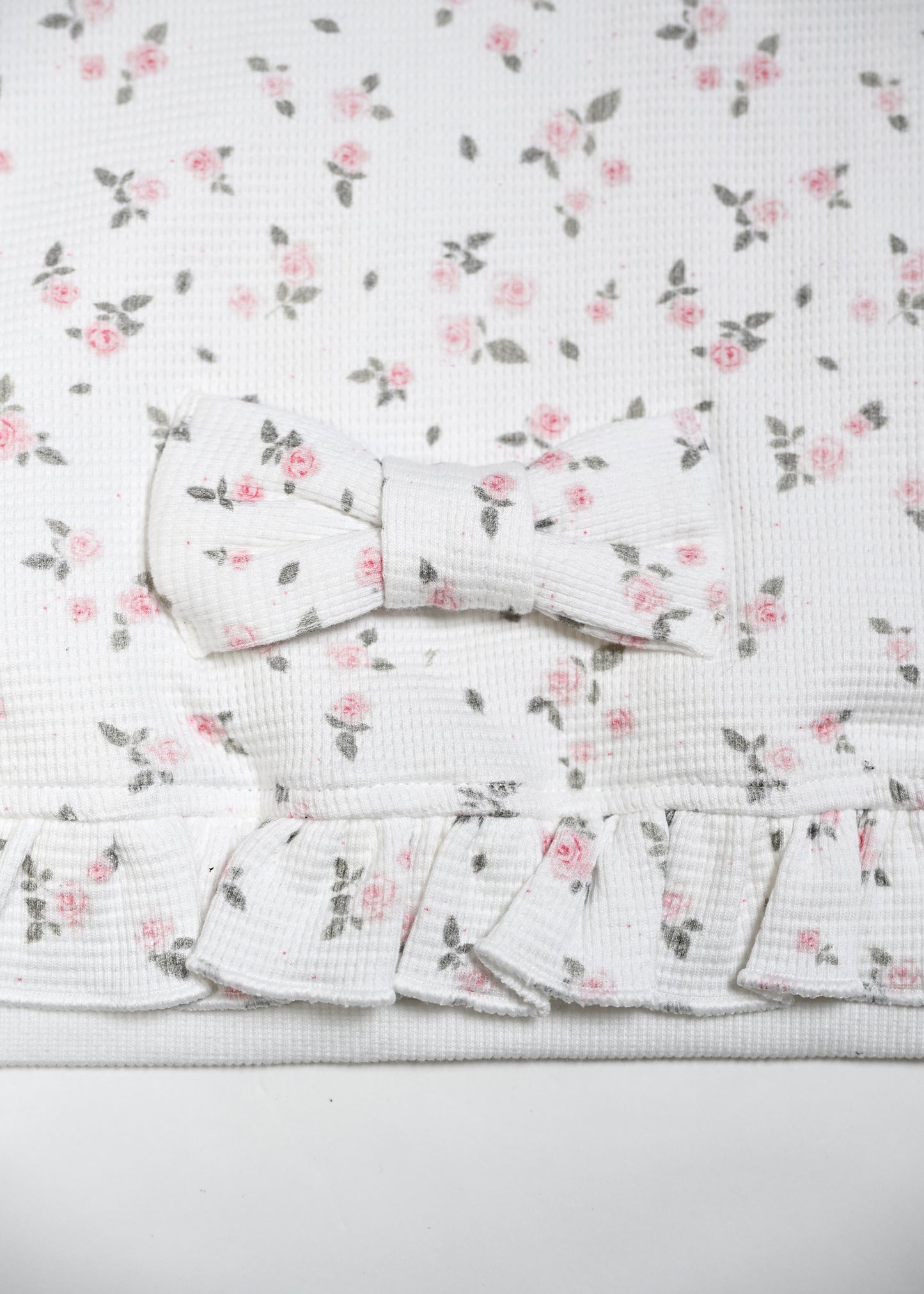 flower waffle ribbonful zip hoodie