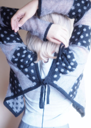 color dot knit cardigan