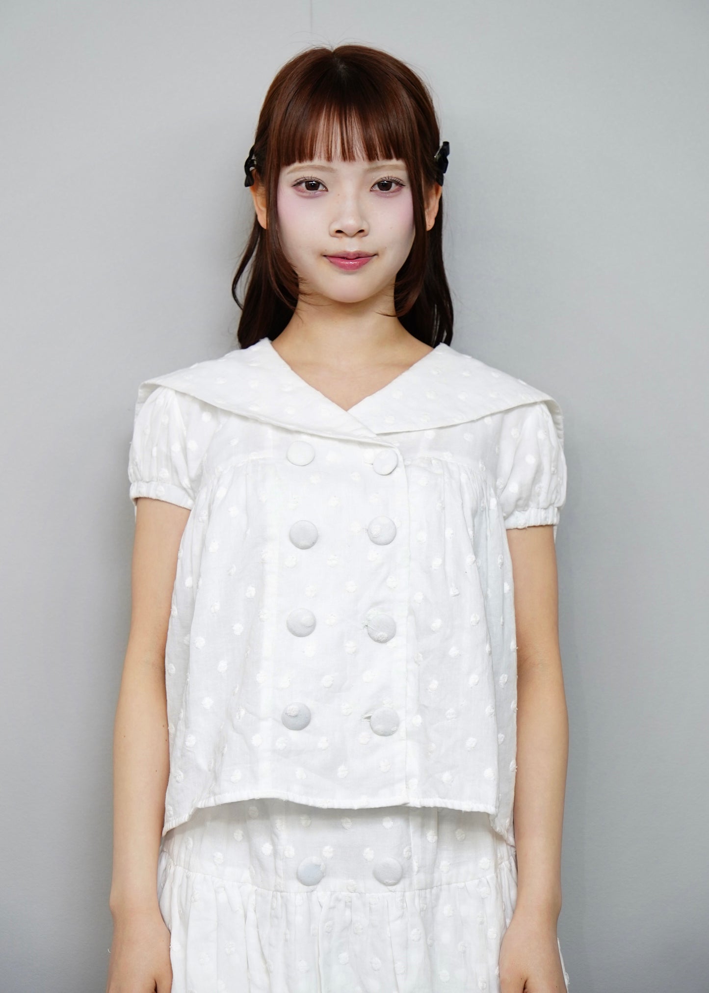 cotton dot stitch sailor blouse
