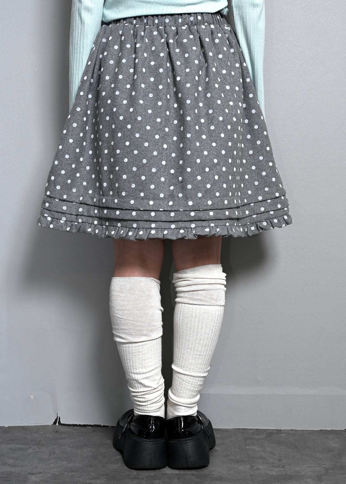 button frill wool dot skirt