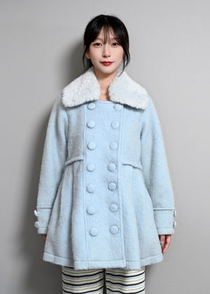 grace fur collar wool long coat