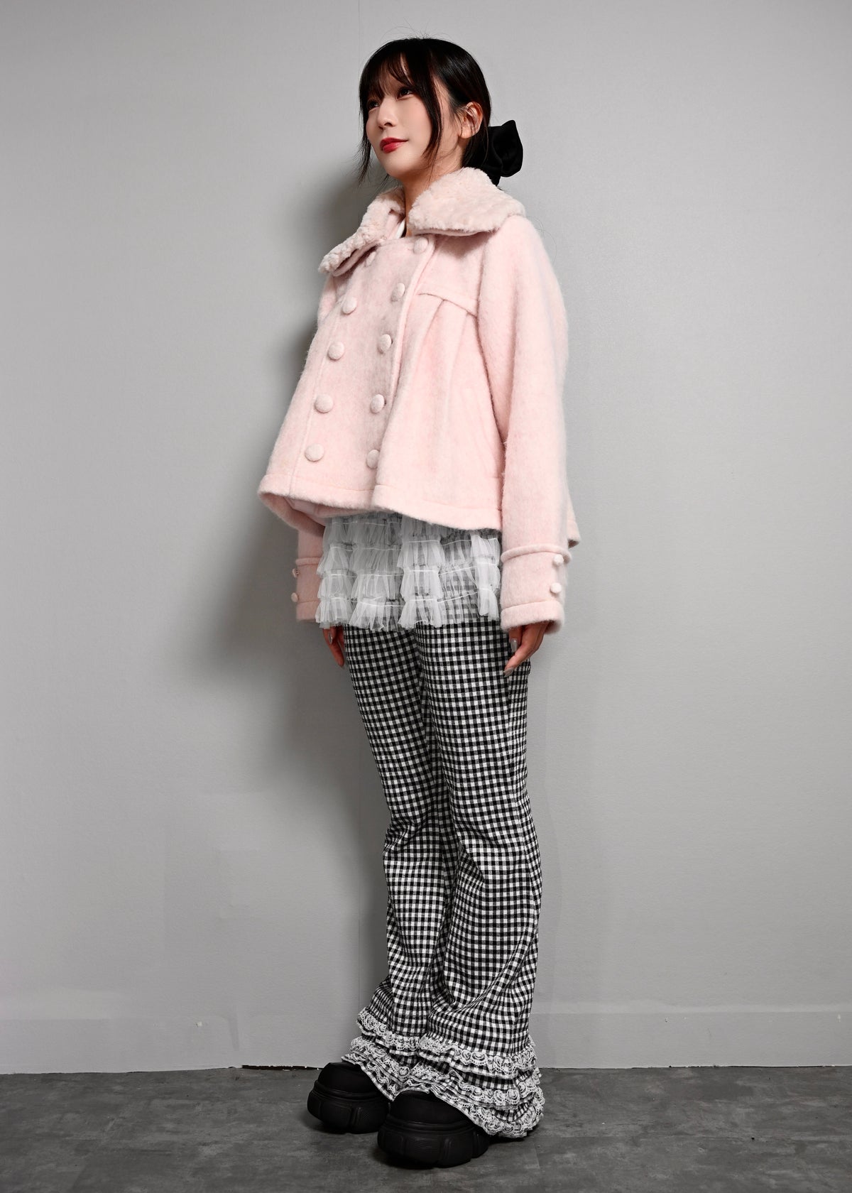 grace fur collar wool coat