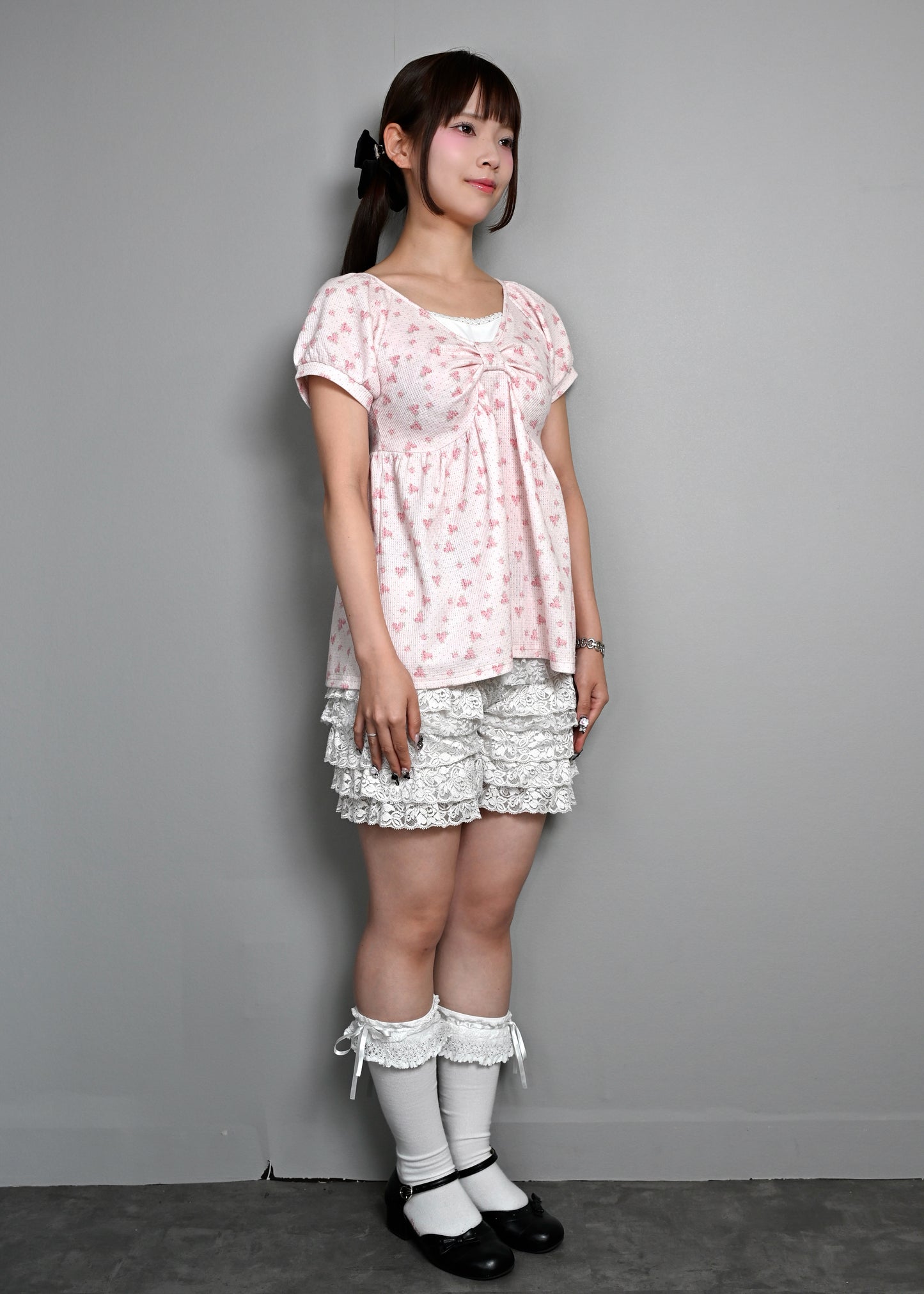 【8月初旬発送】flower waffle ribbon tunic